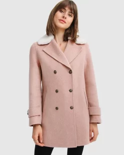 Belle & Bloom Liberty Sherpa Collar Wool Blend Coat - Blush Clearance