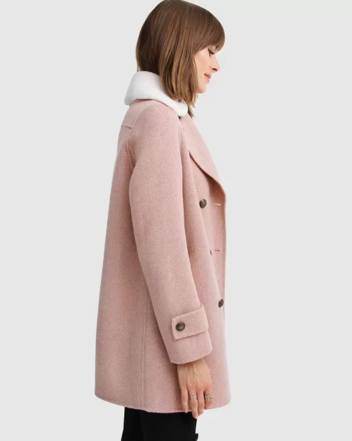 Belle & Bloom Liberty Sherpa Collar Wool Blend Coat - Blush Clearance