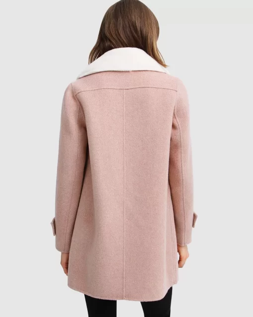 Belle & Bloom Liberty Sherpa Collar Wool Blend Coat - Blush Clearance