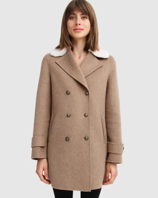 Belle & Bloom Liberty Sherpa Collar Wool Blend Coat - Oat Shop