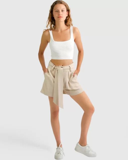 Belle & Bloom Limitless Belted Shorts - Natural Sale