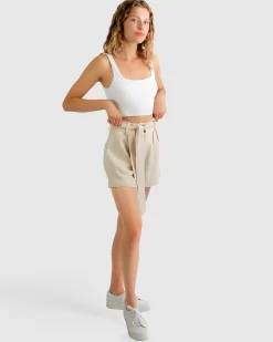 Belle & Bloom Limitless Belted Shorts - Natural Flash Sale