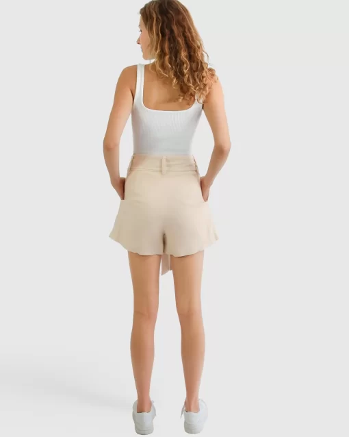 Belle & Bloom Limitless Belted Shorts - Natural Flash Sale