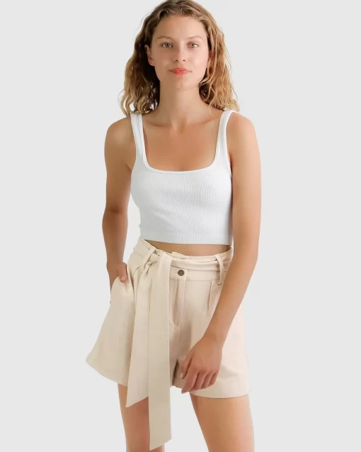 Belle & Bloom Limitless Belted Shorts - Natural Flash Sale