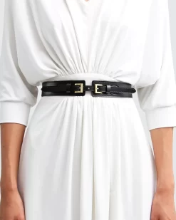 Belle & Bloom London Fog Leather Waist Belt - Black Clearance