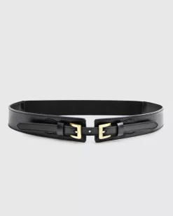 Belle & Bloom London Fog Leather Waist Belt - Black Clearance