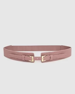 Belle & Bloom London Fog Leather Waist Belt - Blush Cheap