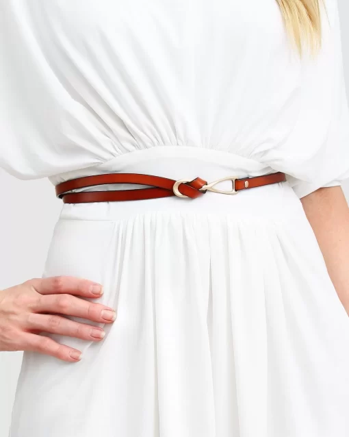 Belle & Bloom London Mood Leather Tie Belt - Brown Shop