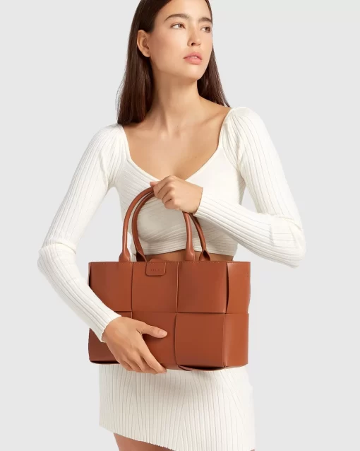 Belle & Bloom Long Way Home Woven Tote - Camel Sale