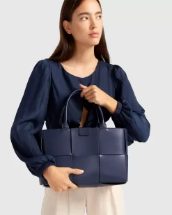 Belle & Bloom Long Way Home Woven Tote - Navy Discount