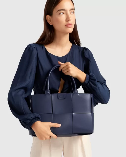 Belle & Bloom Long Way Home Woven Tote - Navy Flash Sale