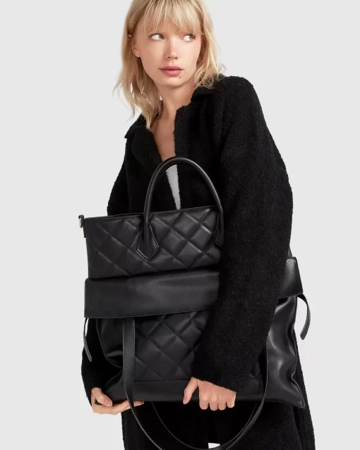 Belle & Bloom Lost Lovers Quilted Leather Tote - Black Best