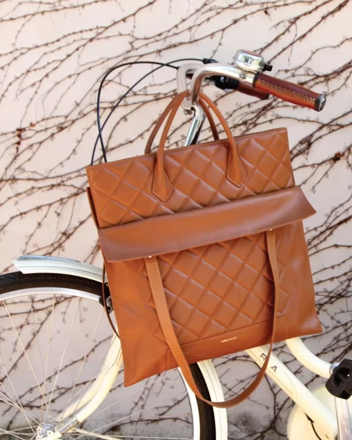 Belle & Bloom Lost Lovers Quilted Leather Tote - Camel Clearance