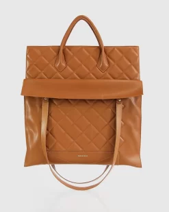 Belle & Bloom Lost Lovers Quilted Leather Tote - Camel Cheap