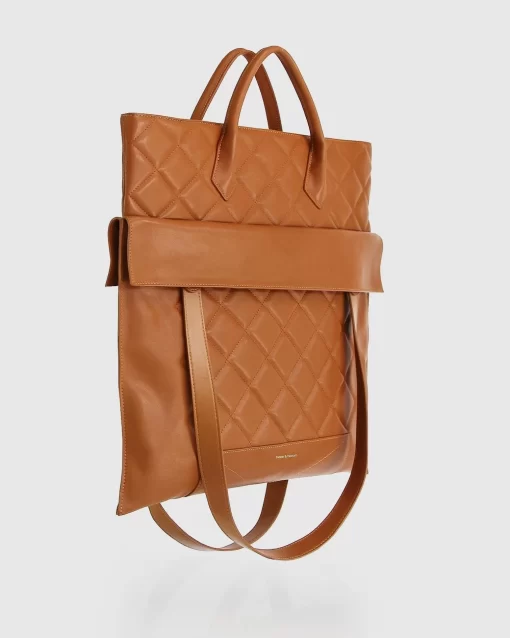 Belle & Bloom Lost Lovers Quilted Leather Tote - Camel Cheap