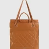 Belle & Bloom Lost Lovers Quilted Leather Tote - Camel Cheap