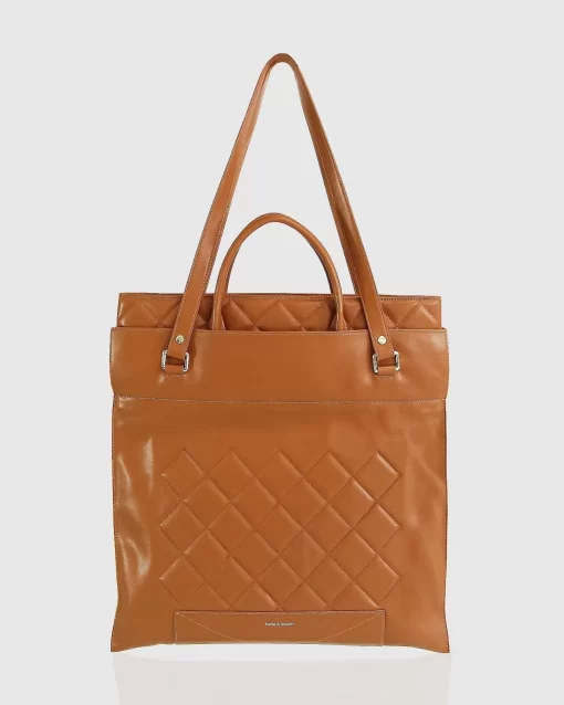 Belle & Bloom Lost Lovers Quilted Leather Tote - Camel Cheap