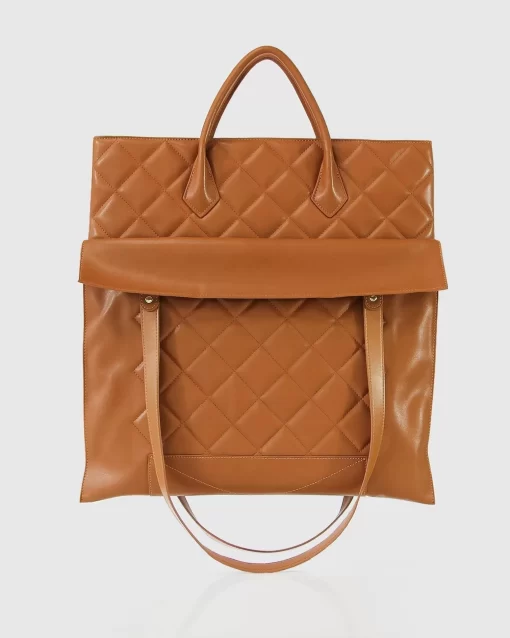 Belle & Bloom Lost Lovers Quilted Leather Tote - Camel Cheap