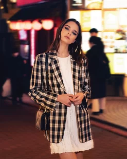 Belle & Bloom Love & Mercy Checked Blazer - Black Check Cheap