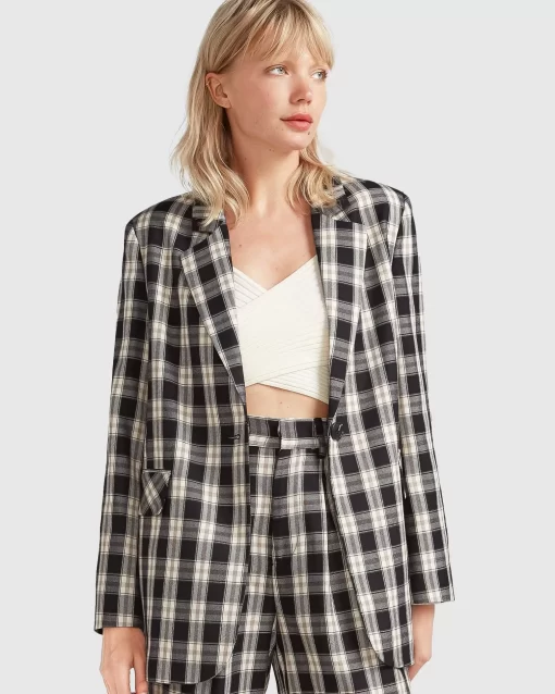 Belle & Bloom Love & Mercy Checked Blazer - Black Check Cheap