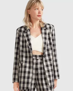 Belle & Bloom Love & Mercy Checked Blazer - Black Check Flash Sale