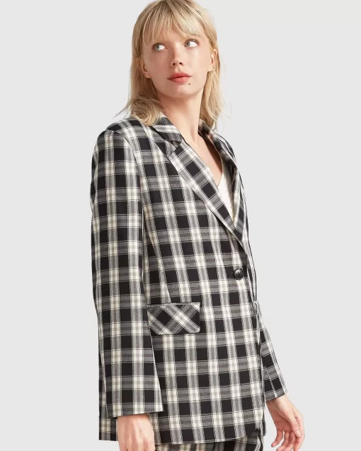 Belle & Bloom Love & Mercy Checked Blazer - Black Check Cheap