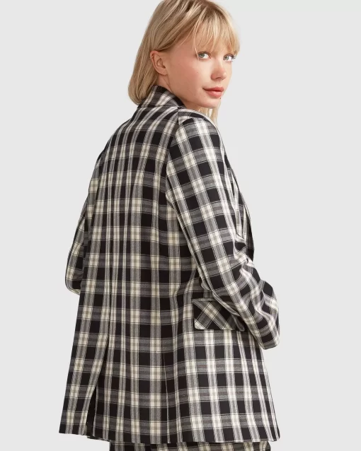 Belle & Bloom Love & Mercy Checked Blazer - Black Check Cheap