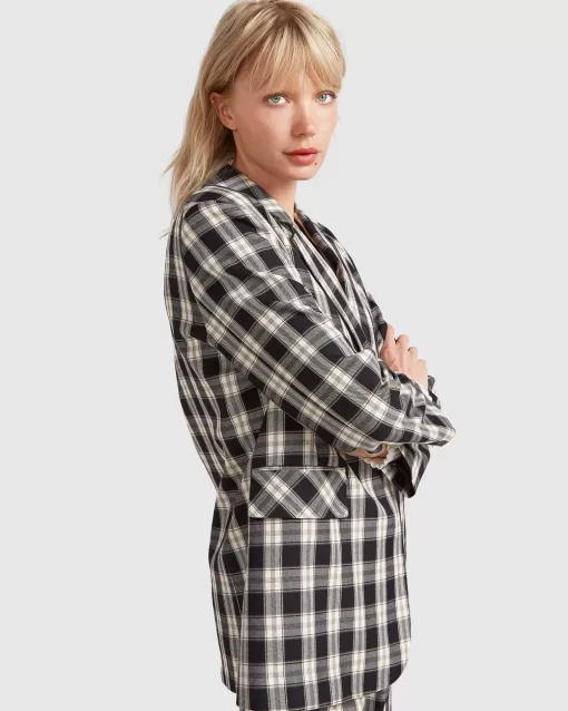 Belle & Bloom Love & Mercy Checked Blazer - Black Check Cheap