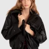 Belle & Bloom Love Drunk Leather Bomber - Black Online