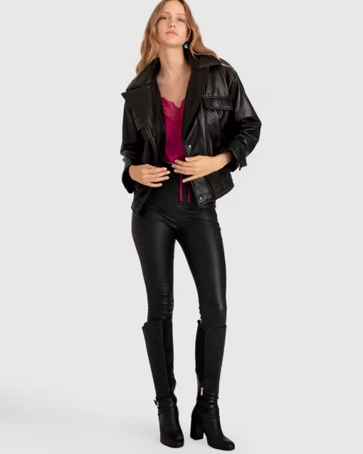 Belle & Bloom Love Drunk Leather Bomber - Black Online