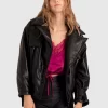 Belle & Bloom Love Drunk Leather Bomber - Black Online