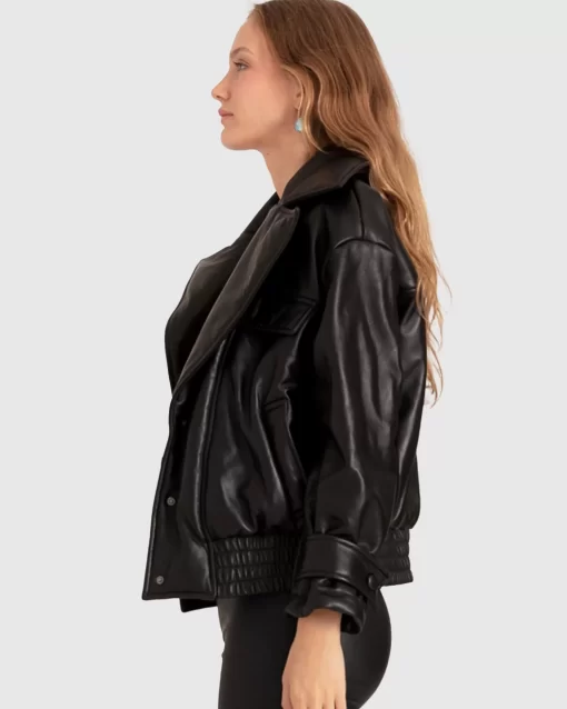 Belle & Bloom Love Drunk Leather Bomber - Black Online