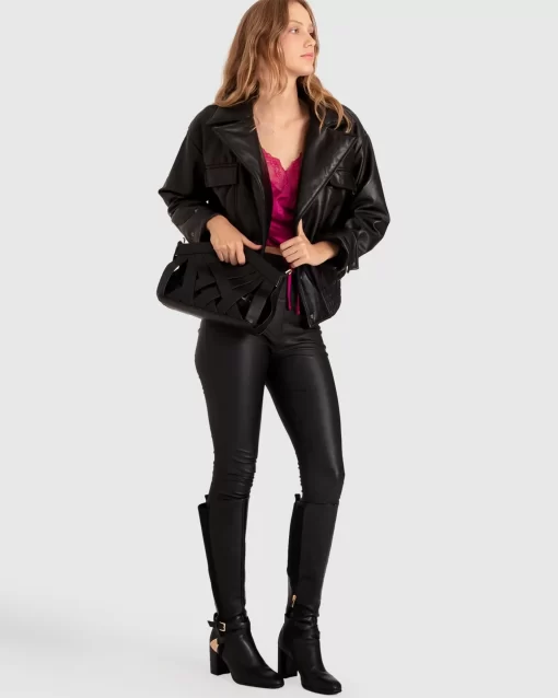 Belle & Bloom Love Drunk Leather Bomber - Black Online