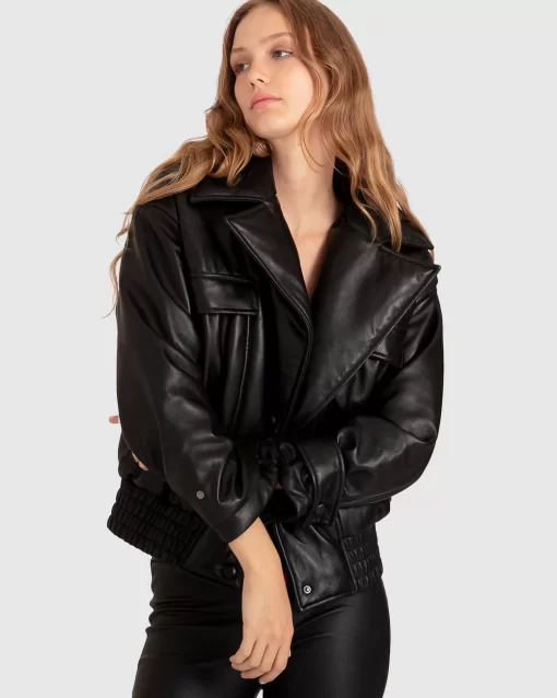 Belle & Bloom Love Drunk Leather Bomber - Black Online