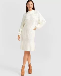 Belle & Bloom Love Letter Knit Dress - Cream Best Sale