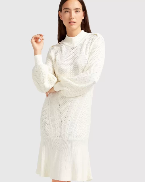 Belle & Bloom Love Letter Knit Dress - Cream Clearance