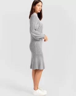 Belle & Bloom Love Letter Knit Dress - Grey Clearance