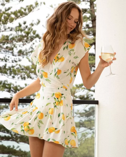 Belle & Bloom Love Shack Mini Wrap Dress - Orchard Cheap