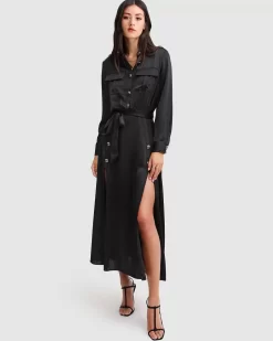 Belle & Bloom Lover To Lover Maxi Shirt Dress - Black Flash Sale