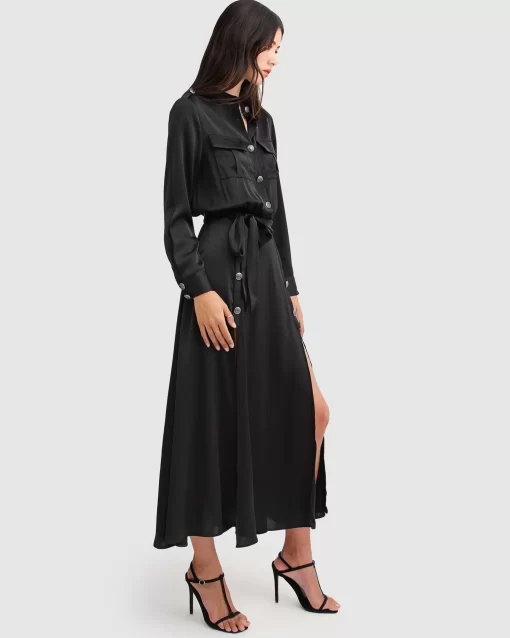 Belle & Bloom Lover To Lover Maxi Shirt Dress - Black Flash Sale