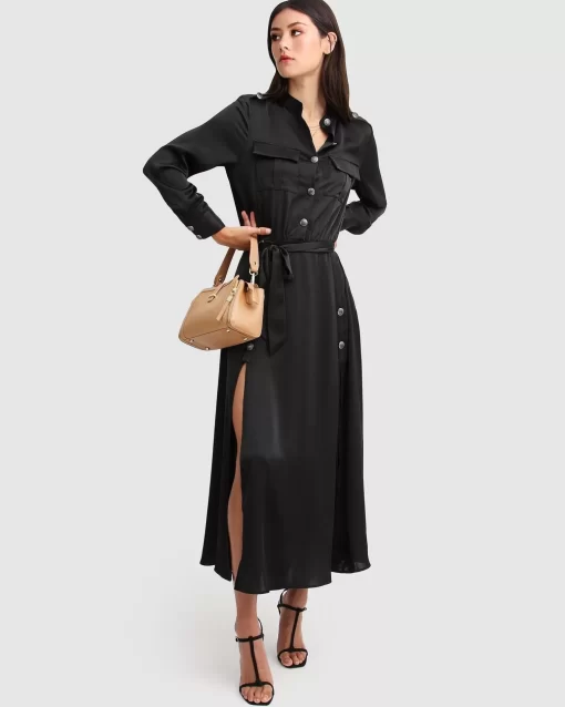 Belle & Bloom Lover To Lover Maxi Shirt Dress - Black Flash Sale