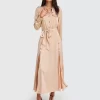 Belle & Bloom Lover To Lover Maxi Shirt Dress - Champagne Fashion