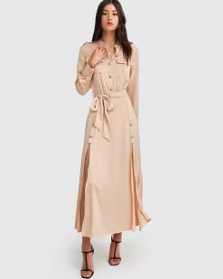 Belle & Bloom Lover To Lover Maxi Shirt Dress - Champagne Fashion