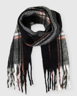 Belle & Bloom Meridian Brushed Plaid Scarf - Black Clearance