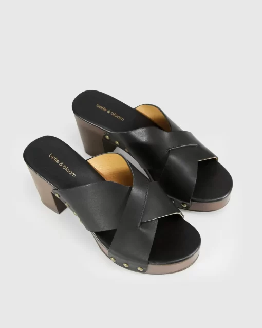 Belle & Bloom Midtown Clog Mule - Black/Chocolate Shop