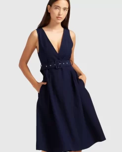 Belle & Bloom Miss Independence Midi Dress - Navy Outlet