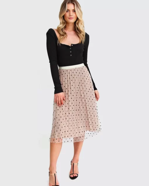 Belle & Bloom Mixed Feeling Reversible Skirt - Beige Shop