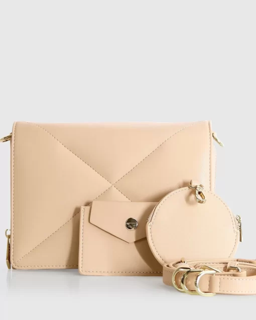 Belle & Bloom Moonlit Drive Leather Crossbody Bag - Latte Cheap