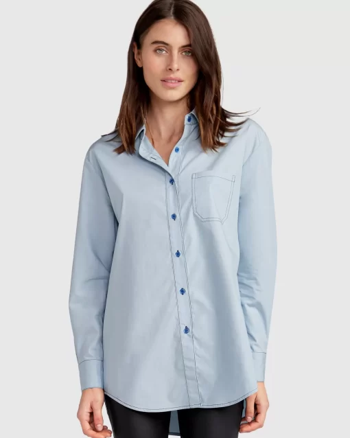 Belle & Bloom My Girl Oversized Shirt - Duck Egg Blue Sale