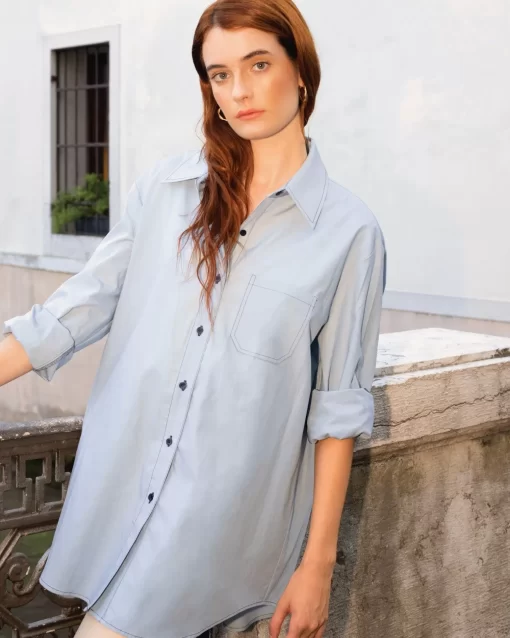 Belle & Bloom My Girl Oversized Shirt - Duck Egg Blue Sale